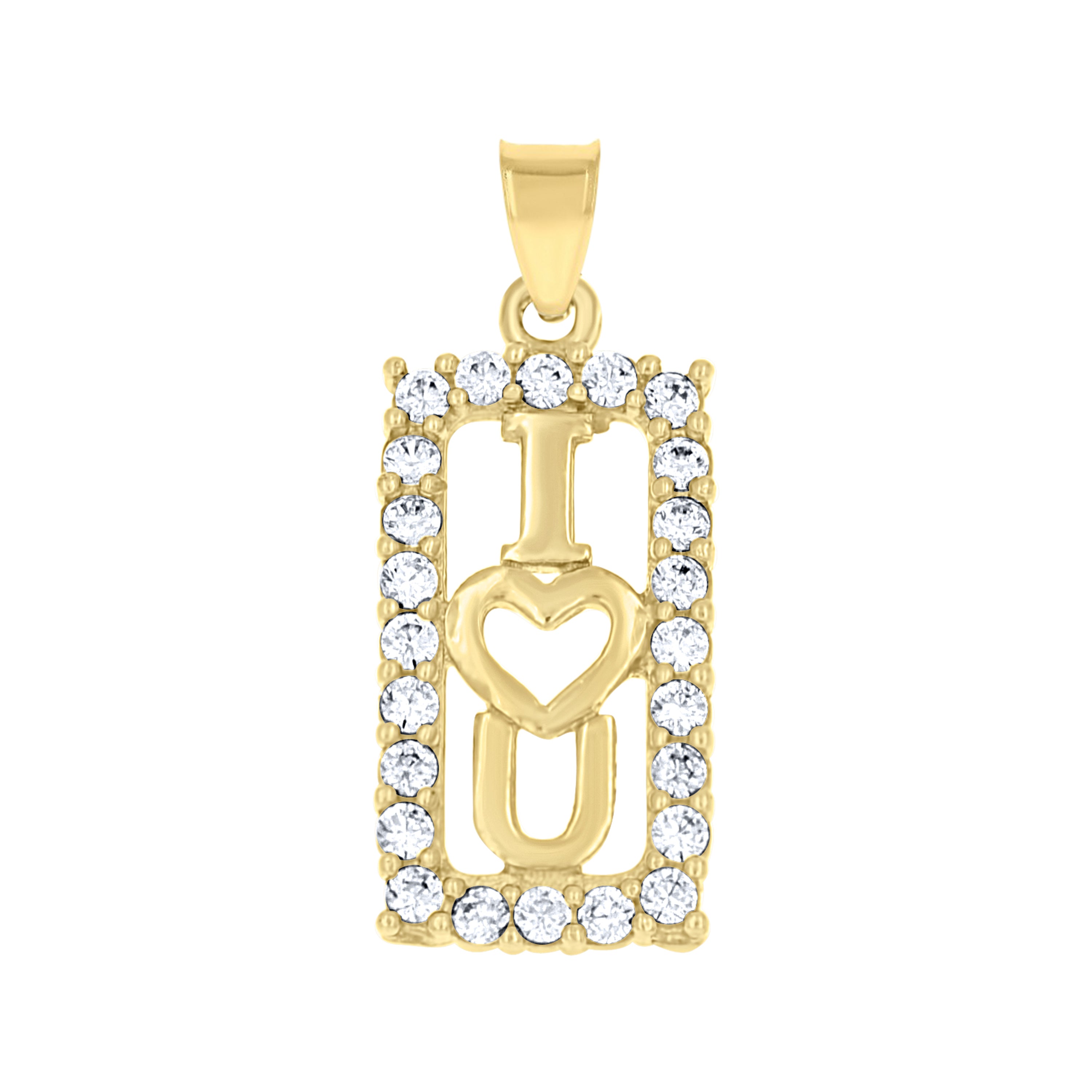 10kt Two-Tone Gold Womens Cubic Zirconia I Love You Charm Pendant