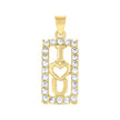 10kt Two-Tone Gold Womens Cubic Zirconia I Love You Charm Pendant