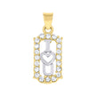 10kt Two-Tone Gold Womens Cubic Zirconia I Love You Charm Pendant