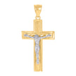 10kt Two-Tone Gold Mens Crucifix Cross Religious Charm Pendant