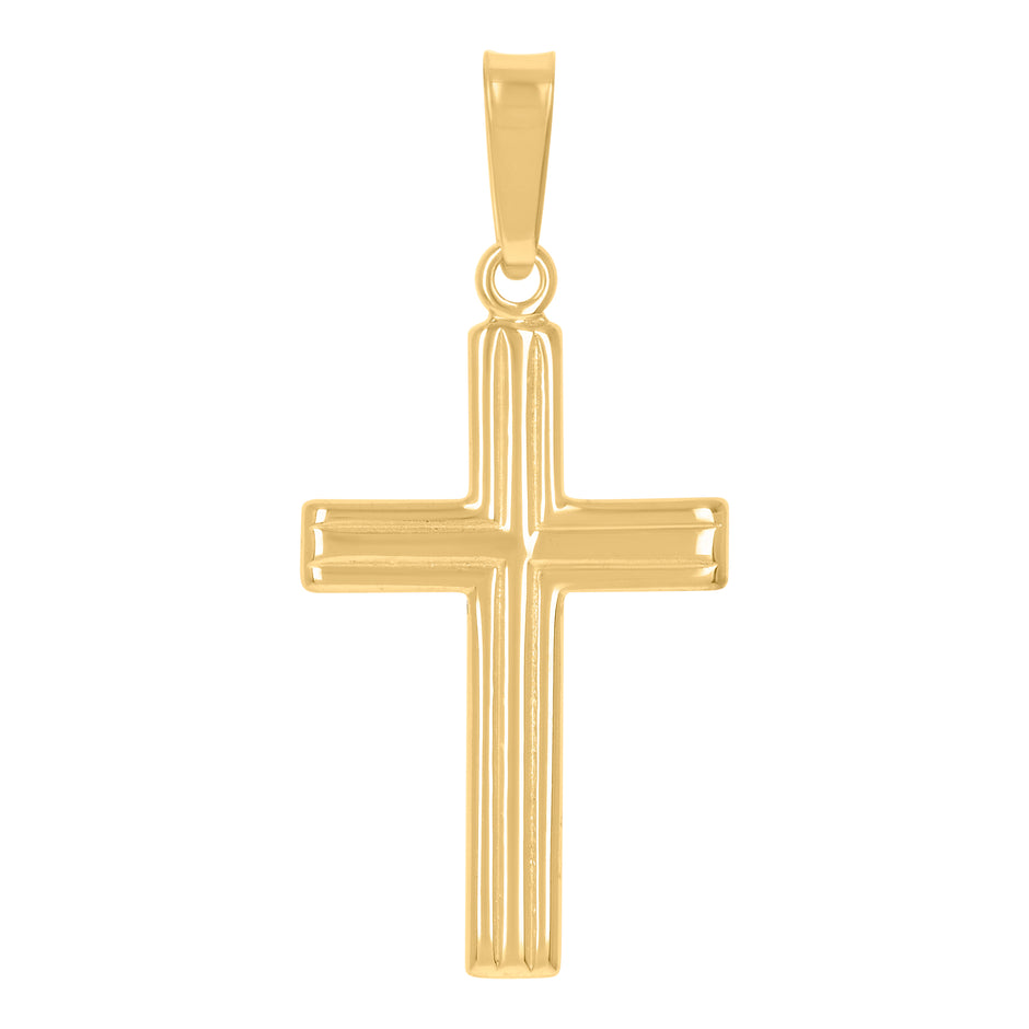 925 Sterling Silver Yellow-Tone Unisex Cross Religious Charm Pendant