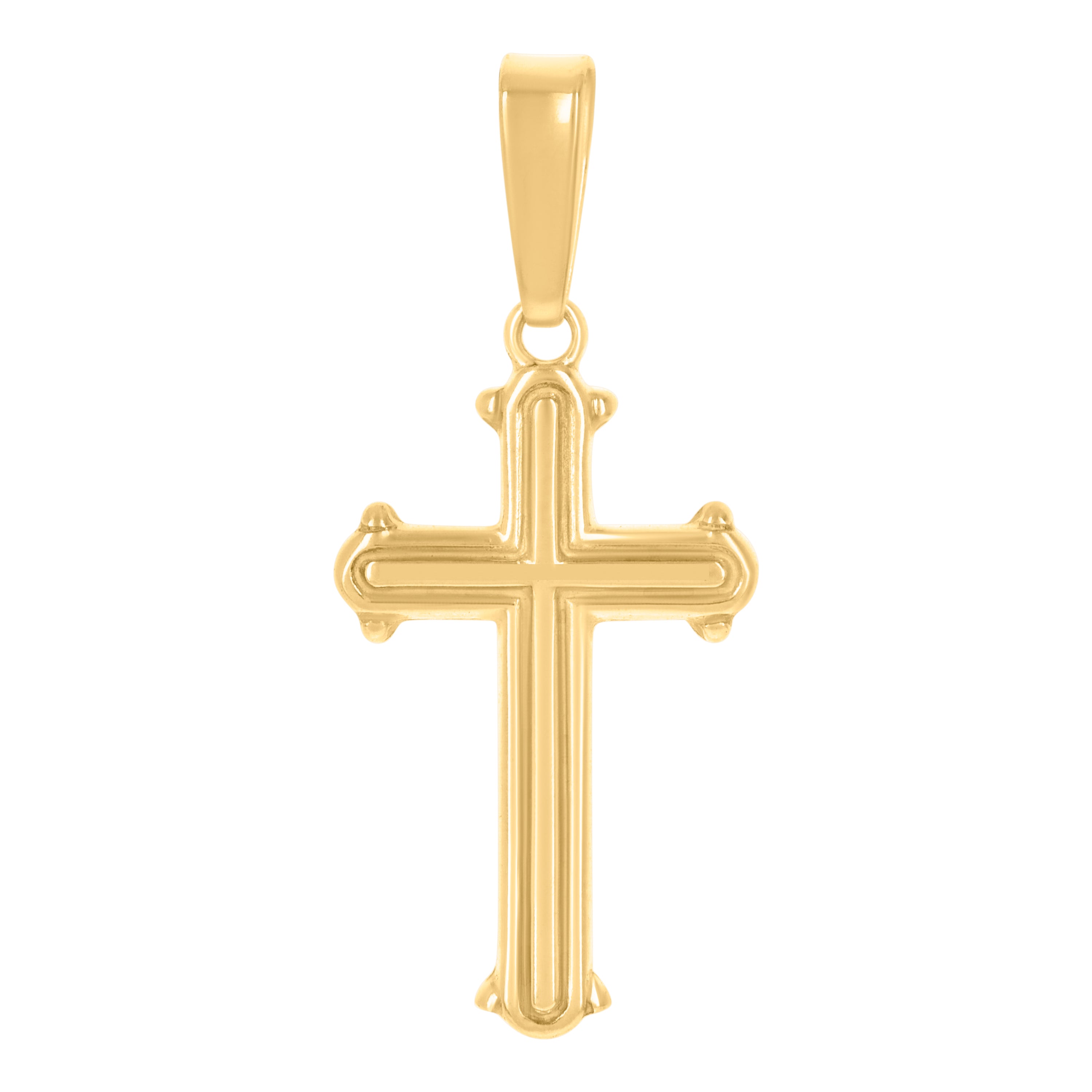 925 Sterling Silver Yellow-Tone Unisex Cross Religious Charm Pendant