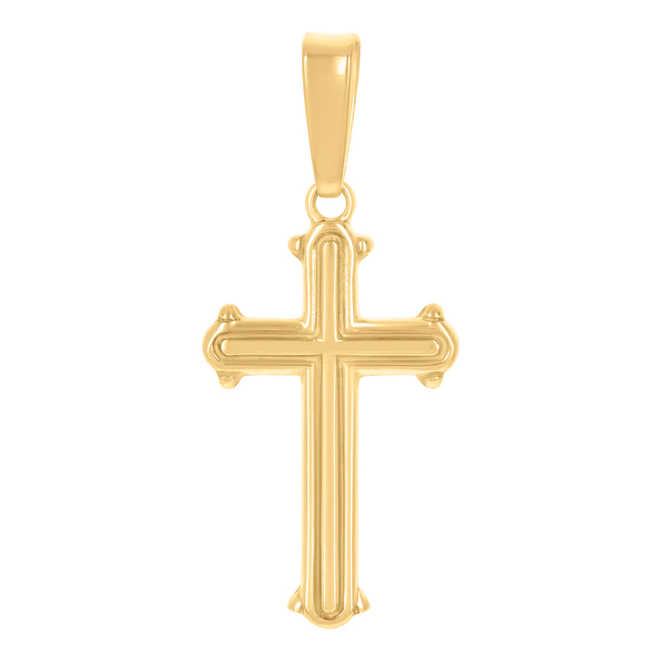 925 Sterling Silver Yellow-Tone Unisex Cross Religious Charm Pendant