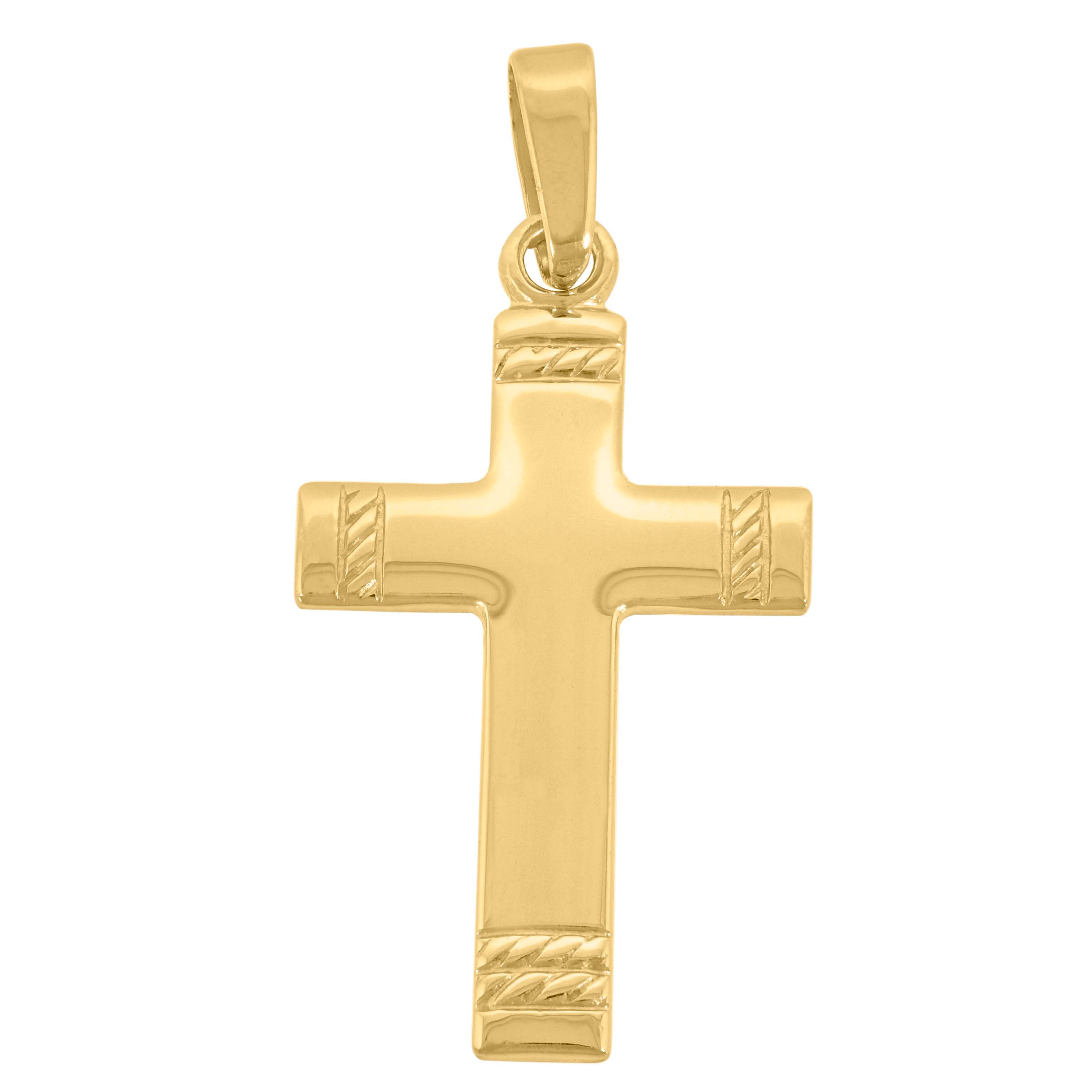925 Sterling Silver Yellow-Tone Unisex Cross Religious Charm Pendant