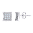 10kt White Gold Womens CZ Concave Square Push Back Stud Earrings