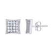 10kt White Gold Womens CZ Concave Square Push Back Stud Earrings