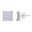 10kt White Gold Womens CZ Concave Square Push Back Stud Earrings