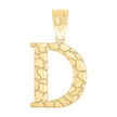 10kt Yellow Gold Unisex Nugget Initial D Charm Pendant