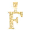 10kt Yellow Gold Unisex Nugget Initial F Charm Pendant