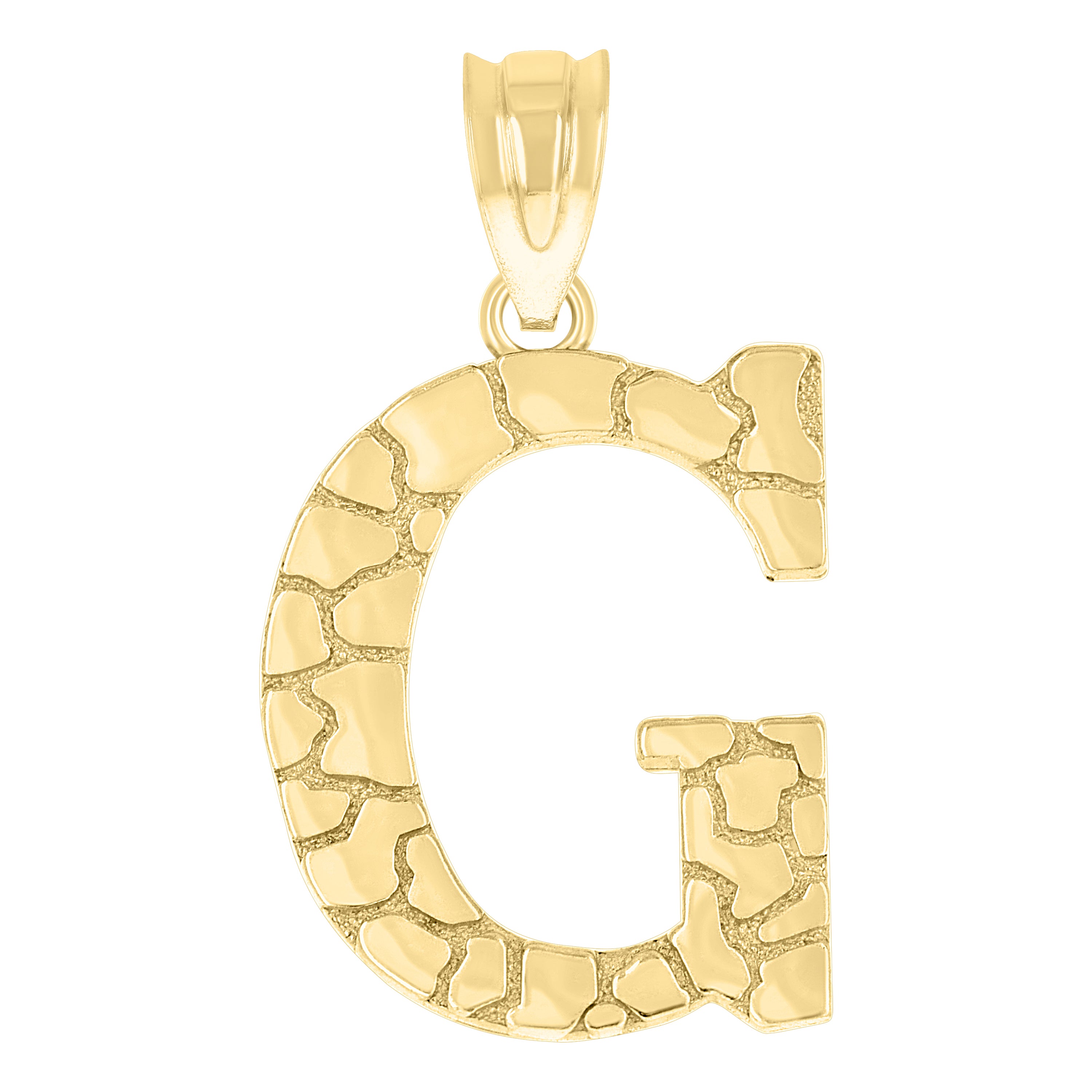 10kt Yellow Gold Unisex Nugget Initial G Charm Pendant