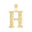 10kt Yellow Gold Unisex Nugget Initial H Charm Pendant