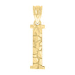 10kt Yellow Gold Unisex Nugget Initial I Charm Pendant