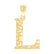 10kt Yellow Gold Unisex Nugget Initial L Charm Pendant