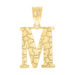 10kt Yellow Gold Unisex Nugget Initial M Charm Pendant