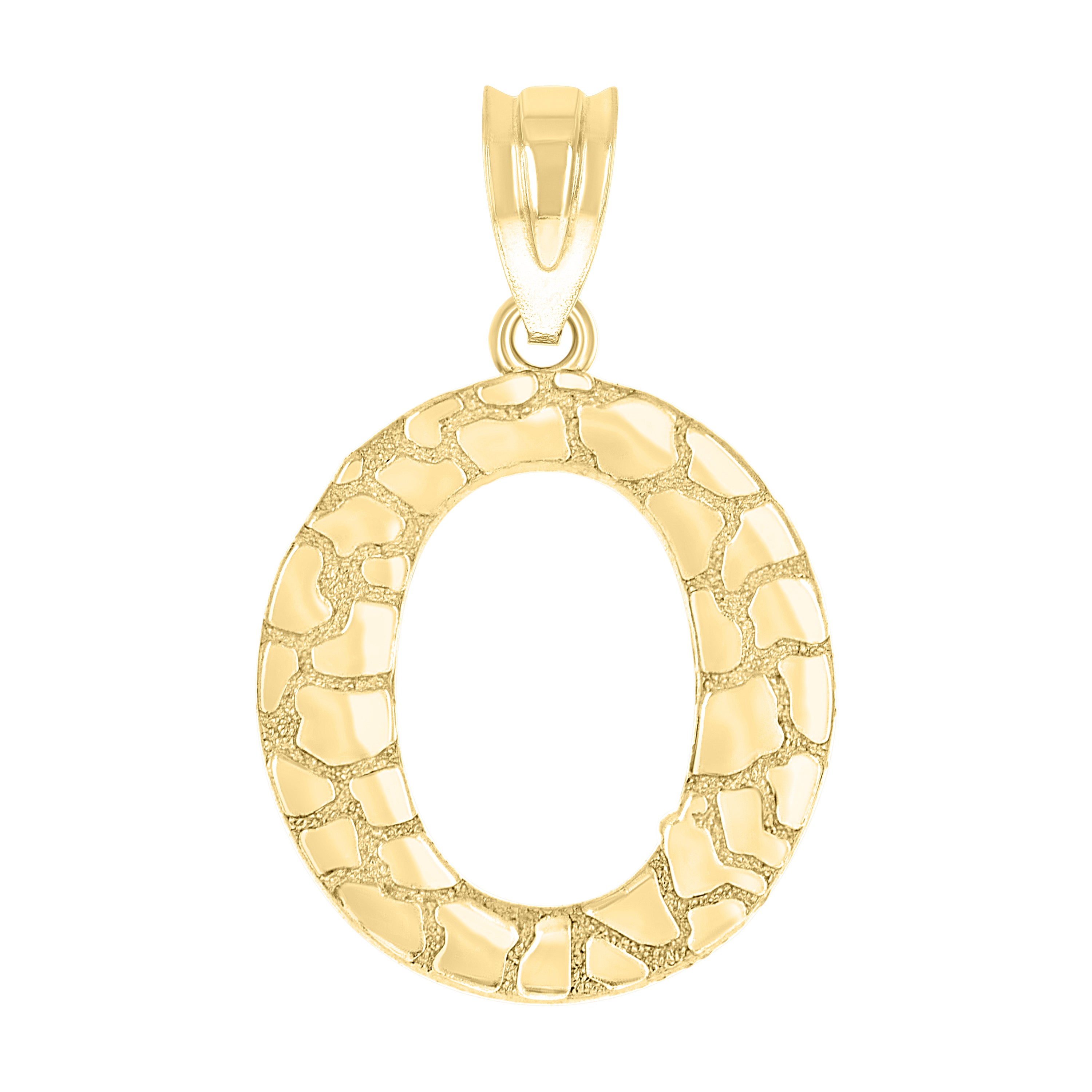 10kt Yellow Gold Unisex Nugget Initial O Charm Pendant