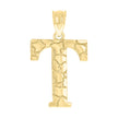10kt Yellow Gold Unisex Nugget Initial T Charm Pendant