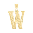 10kt Yellow Gold Unisex Nugget Initial W Charm Pendant