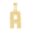 10kt Yellow Gold Unisex Textured Initial Letter A Charm Pendant