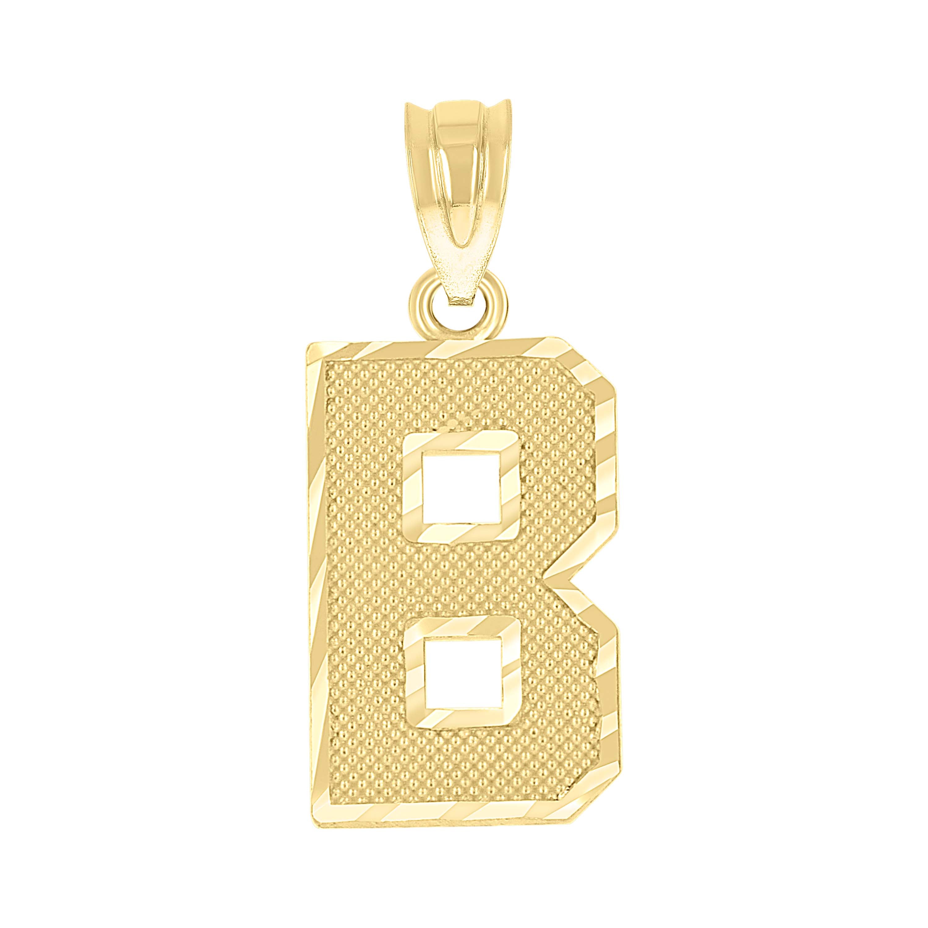 10kt Yellow Gold Unisex Textured Initial Letter B Charm Pendant