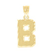 10kt Yellow Gold Unisex Textured Initial Letter B Charm Pendant