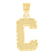10kt Yellow Gold Unisex Textured Initial Letter C Charm Pendant