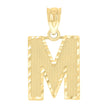 10kt Yellow Gold Unisex Textured Initial Letter M Charm Pendant