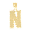 10kt Yellow Gold Unisex Textured Initial Letter N Charm Pendant