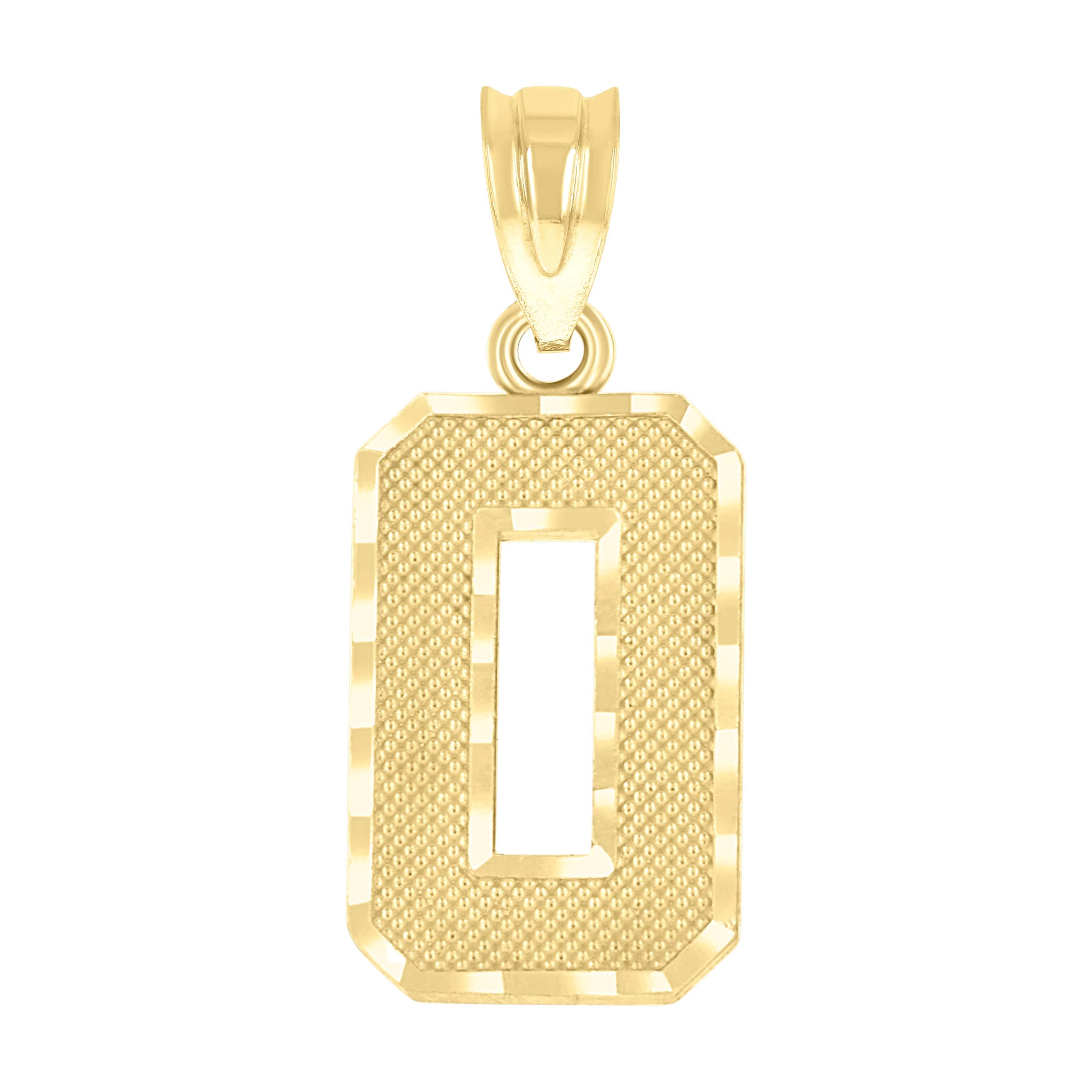 10kt Yellow Gold Unisex Textured Initial Letter O Charm Pendant