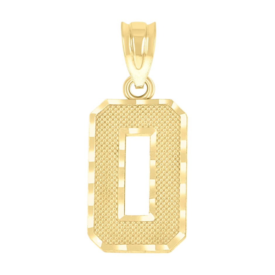 10kt Yellow Gold Unisex Textured Initial Letter O Charm Pendant