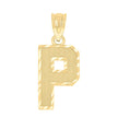 10kt Yellow Gold Unisex Textured Initial Letter P Charm Pendant
