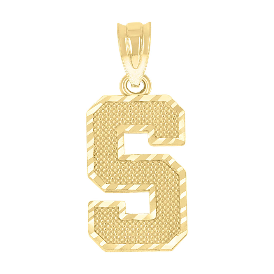 10kt Yellow Gold Unisex Textured Initial Letter S Charm Pendant