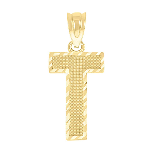 10Kt Gold Initial Letter Pendant "T"