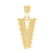 10kt Yellow Gold Unisex Textured Initial Letter V Charm Pendant