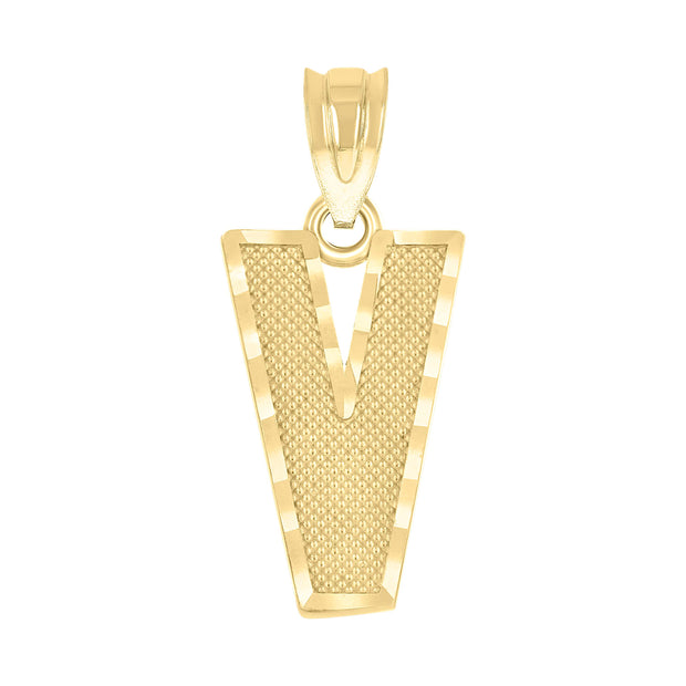 10Kt Gold Initial Letter Pendant "V"