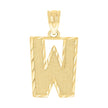 10kt Yellow Gold Unisex Textured Initial Letter W Charm Pendant