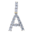 925 Sterling Silver Yellow-Tone Unisex CZ Initial Alphabet A Charm Pendant