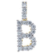 925 Sterling Silver Yellow-Tone Unisex Cz Initial Alphabet B Charm Pendant