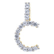 925 Sterling Silver Yellow-Tone Unisex Cz Initial Alphabet C Charm Pendant