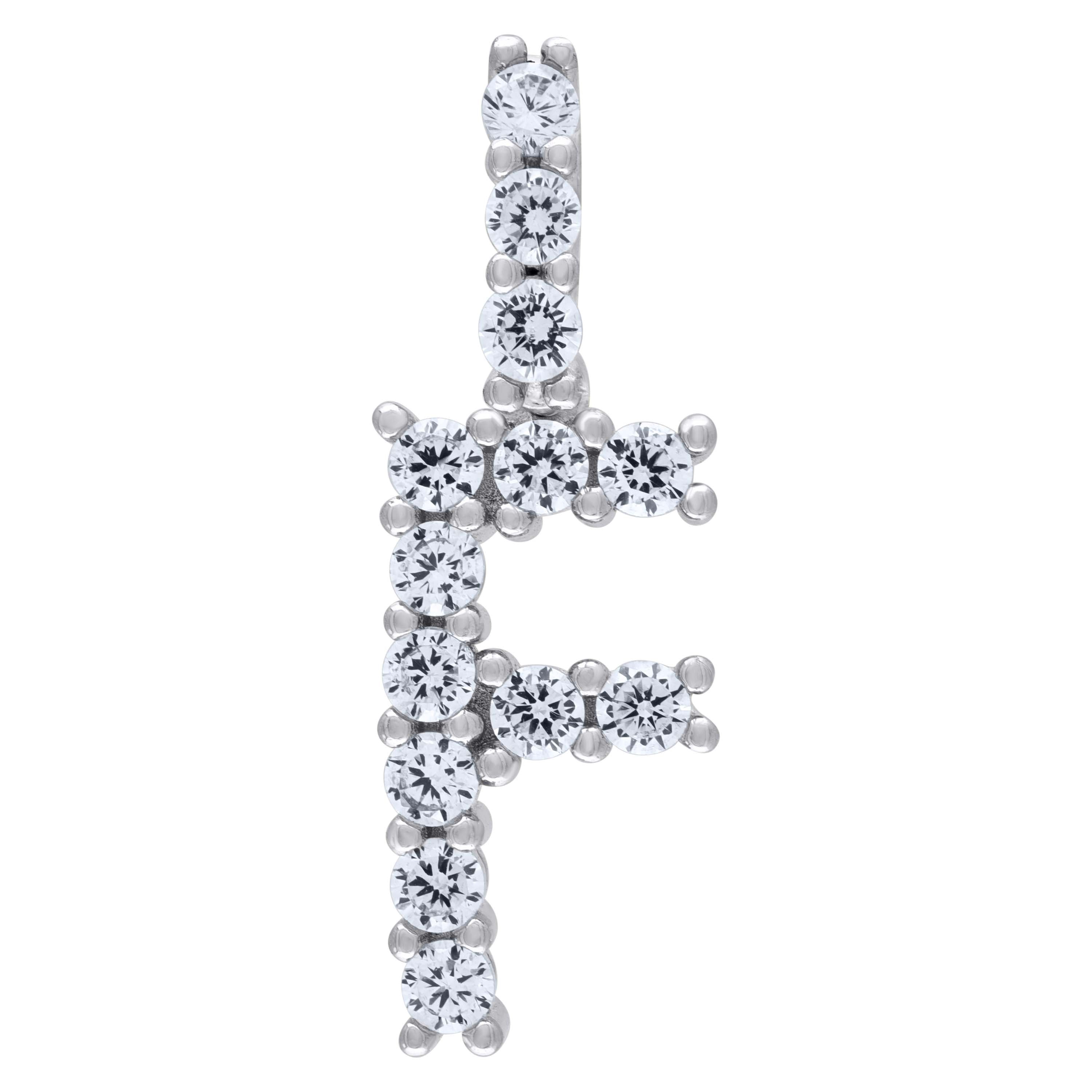 925 Sterling Silver Unisex Cz Initial Alphabet F Charm Pendant