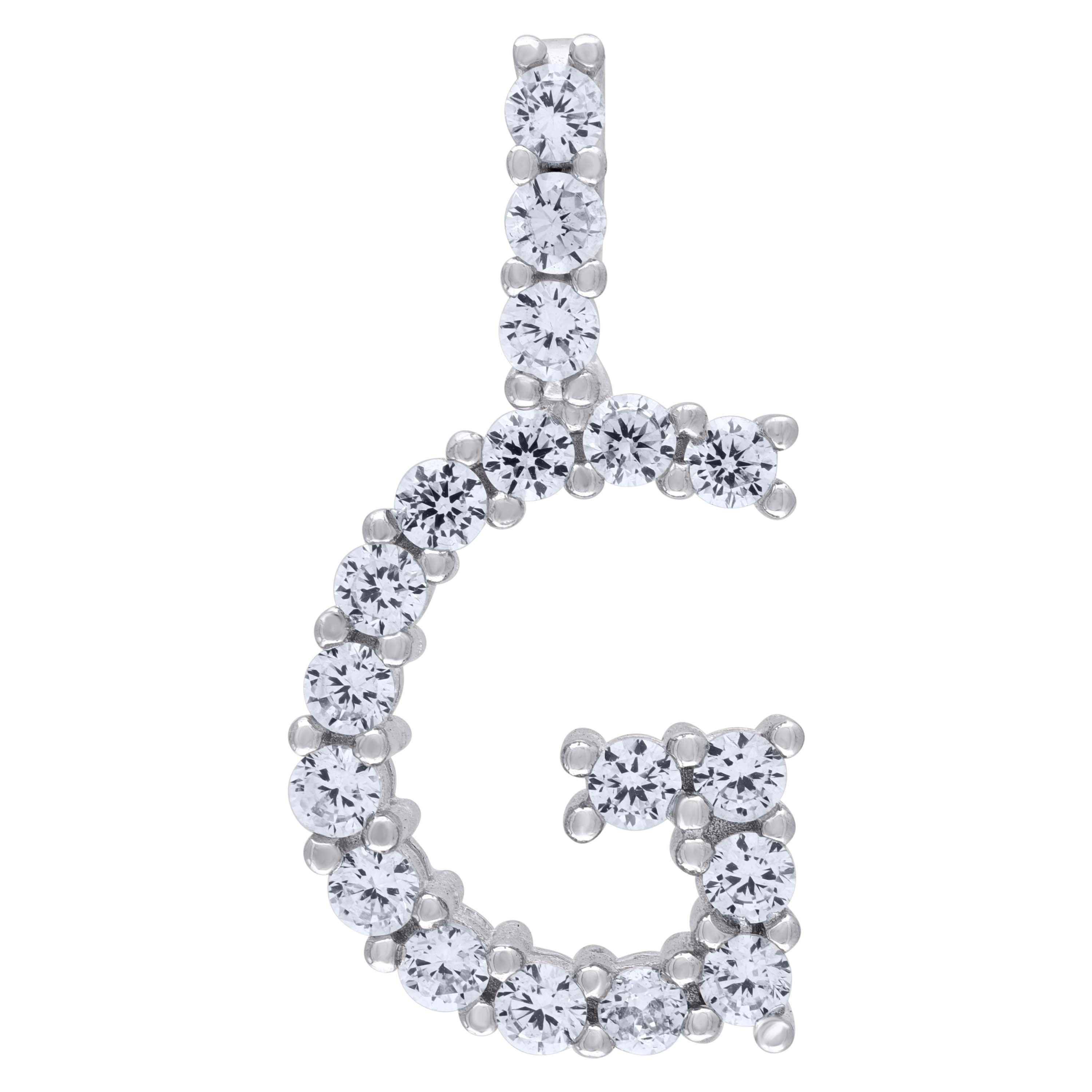 925 Sterling Silver Unisex CZ Initial Alphabet G Charm Pendant