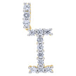 925 Sterling Silver Yellow-Tone Unisex Cz Initial Alphabet I Charm Pendant