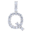 925 Sterling Silver Unisex CZ Initial Alphabet Q Charm Pendant