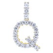 925 Sterling Silver Yellow-Tone Unisex CZ Initial Alphabet Q Charm Pendant