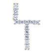 925 Sterling Silver Yellow-Tone Unisex Cz Initial Alphabet T Charm Pendant