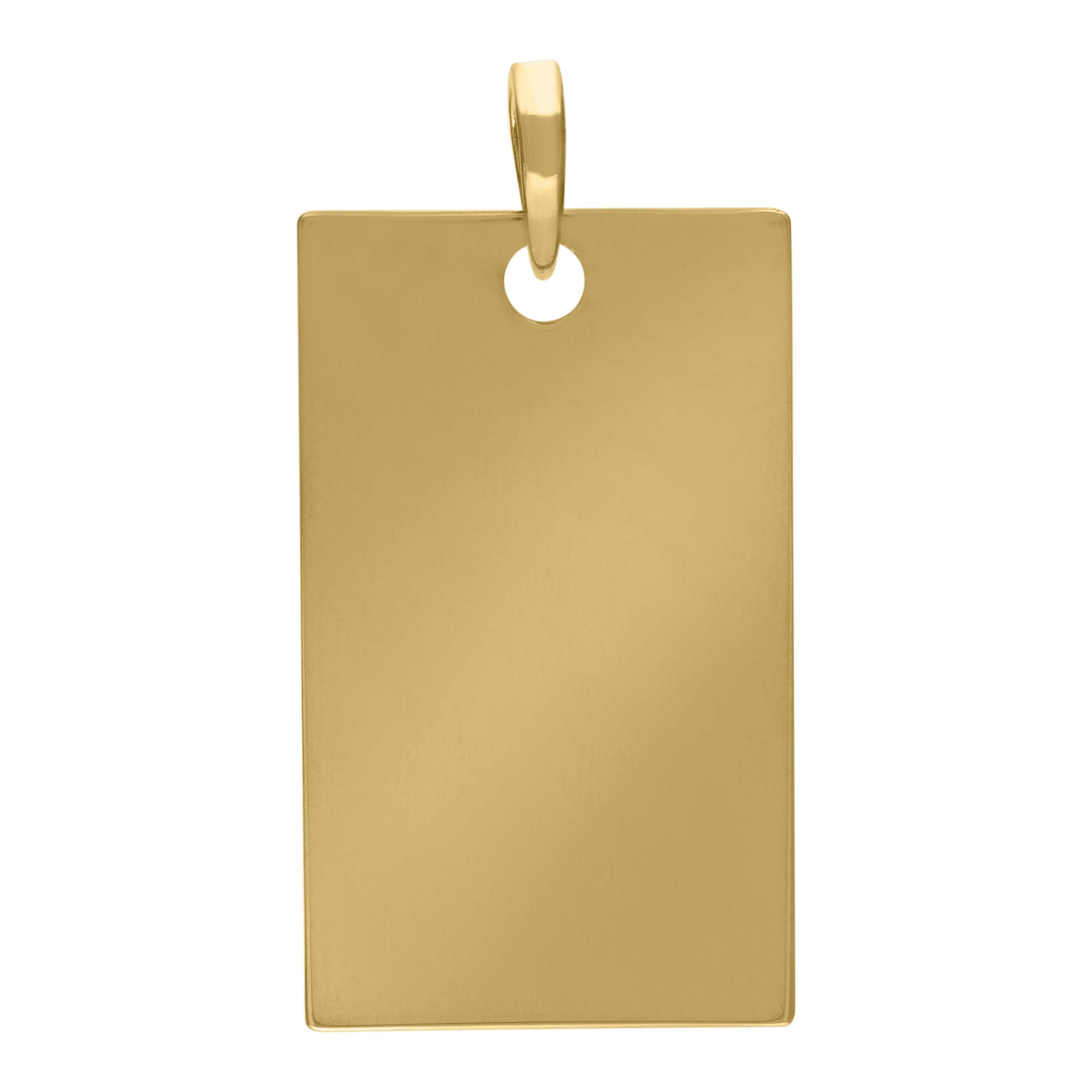 925 Sterling Silver Yellow-Tone Mens Dog Tag Engraveable Charm Pendant