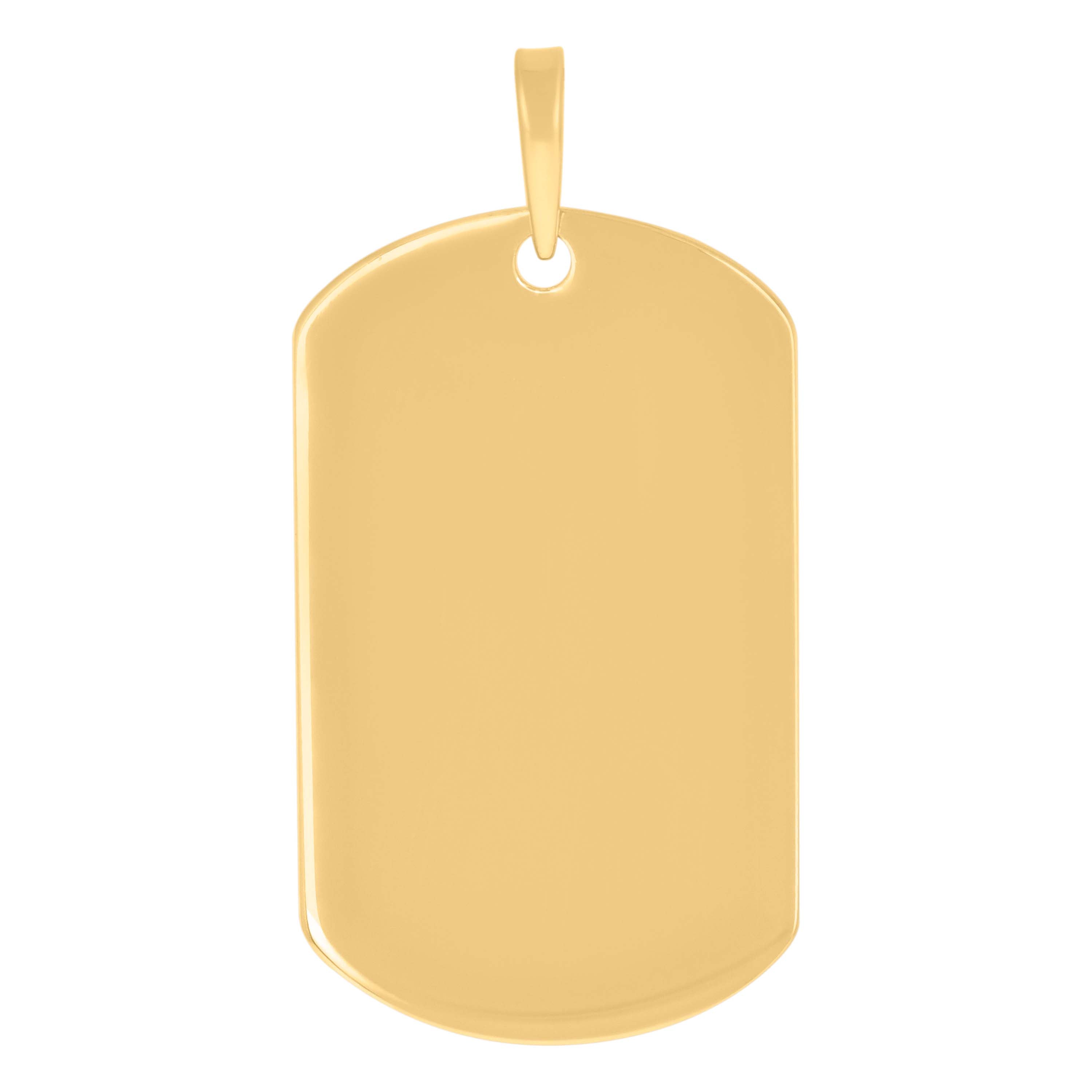 925 Sterling Silver Yellow-Tone Mens Dog Tag Engraveable Charm Pendant