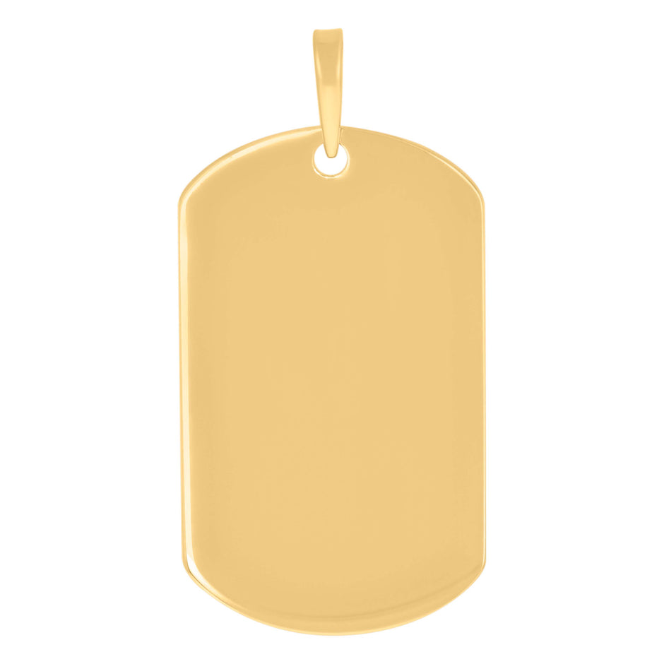 925 Sterling Silver Yellow-Tone Mens Dog Tag Engraveable Charm Pendant