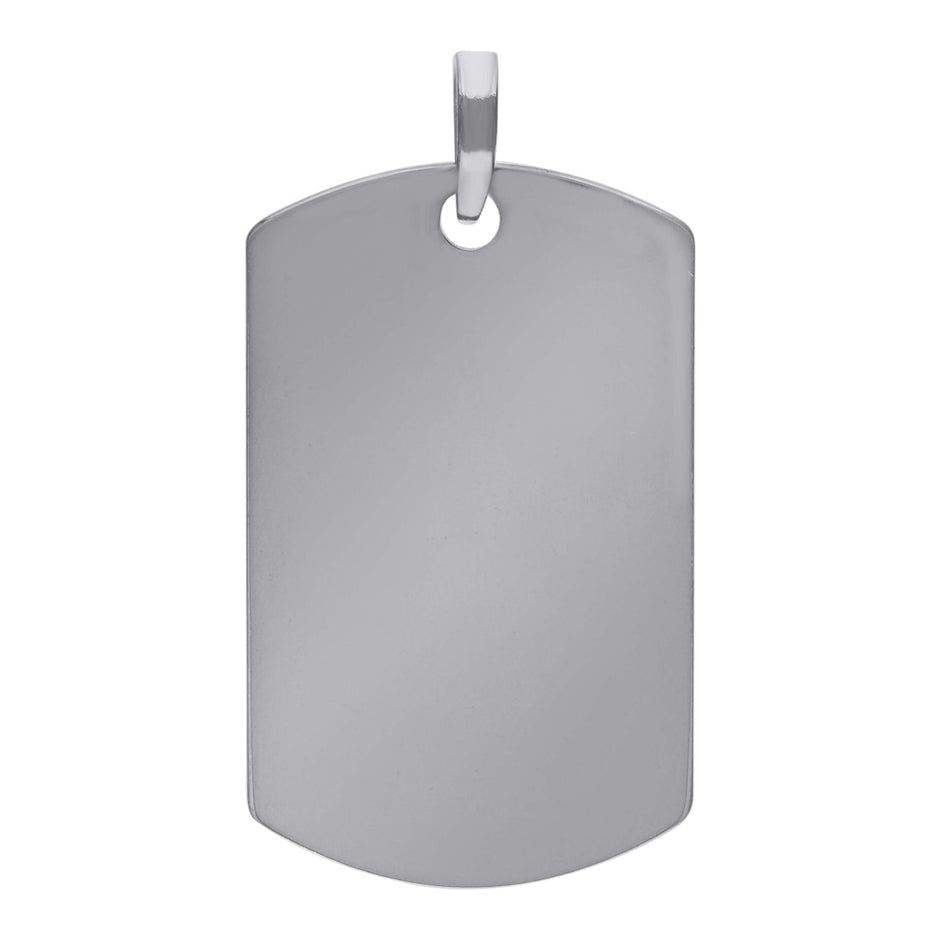 925 Sterling Silver Mens Dog Tag Engraveable Charm Pendant