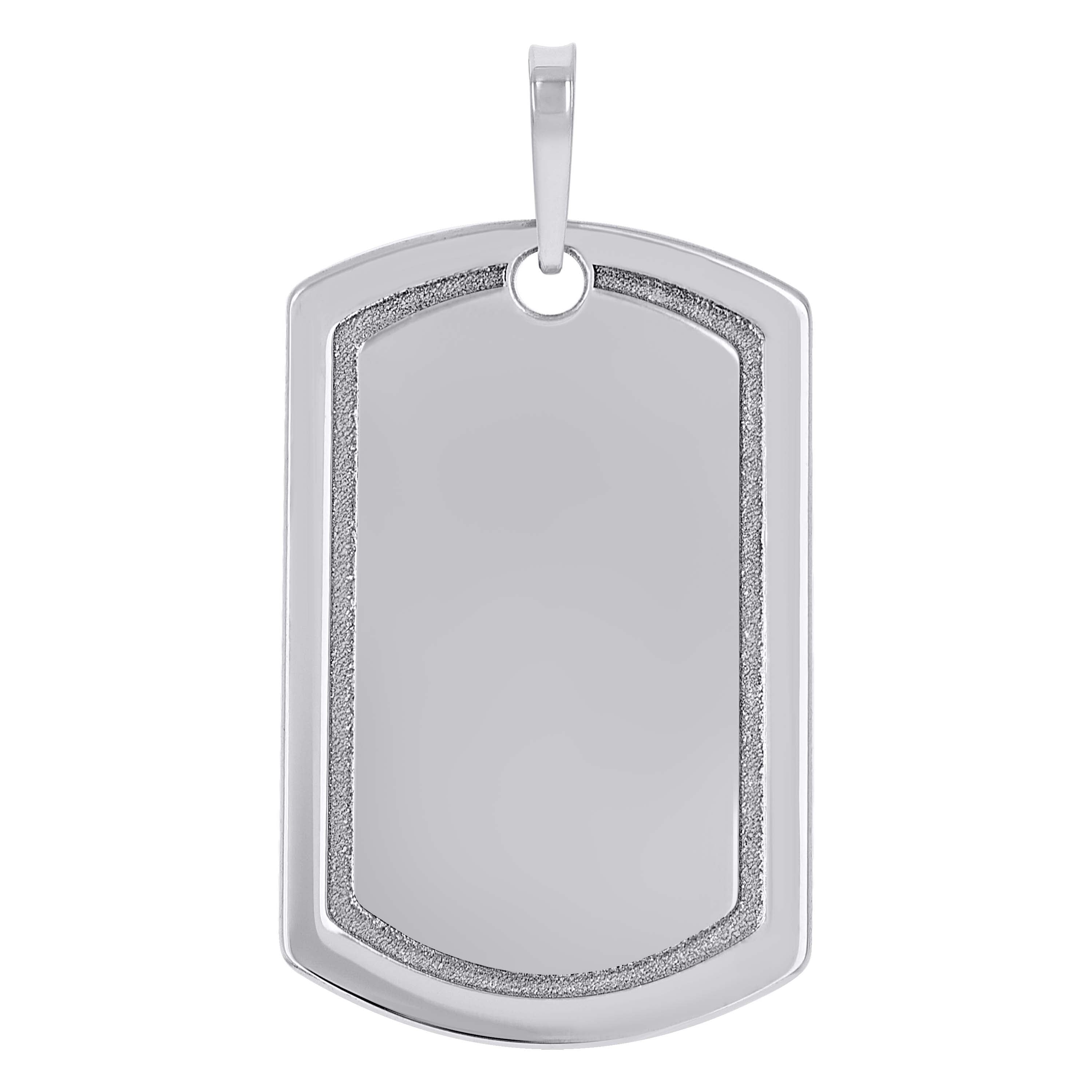 925 Sterling Silver Mens Dog Tag Engraveable Charm Pendant