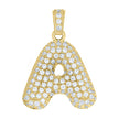 10kt Yellow Gold Unisex Cubic Zirconia Bubble Initial Letter A Charm Pendant